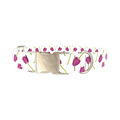 Purple Tulip Floral Dog Collar - metal silver