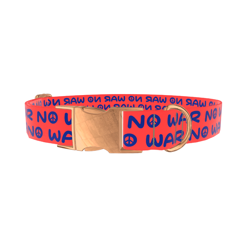 Peace Phrase Dog Collar - metal silver