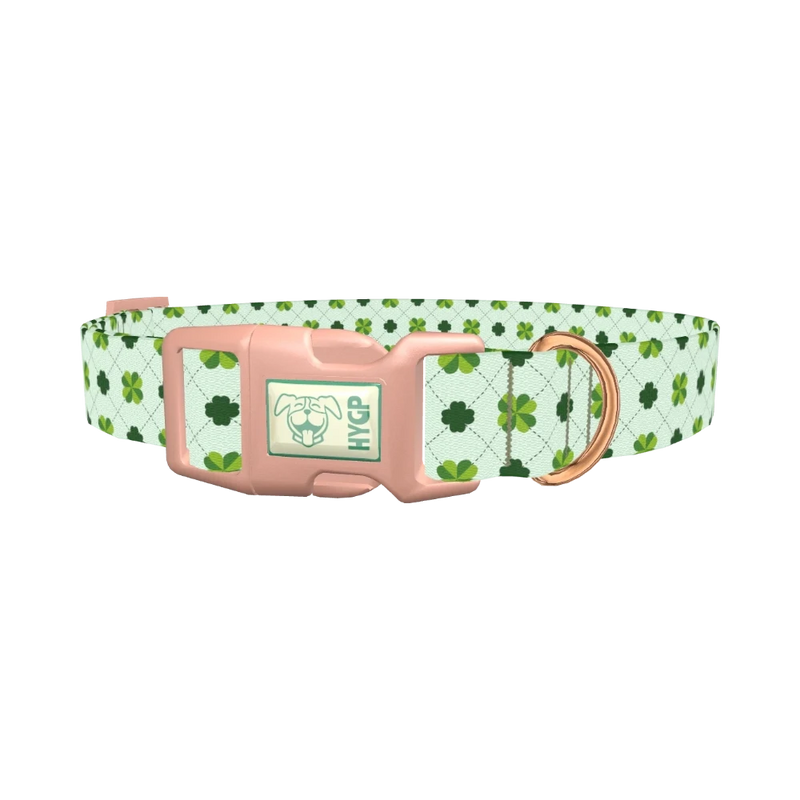 Dotted Clover Line Dog Collar - plastic rose gold