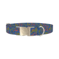 Blue Green Camouflage Dog Collar - metal silver