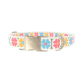 Floral Embroidery Dog Collar - metal gold