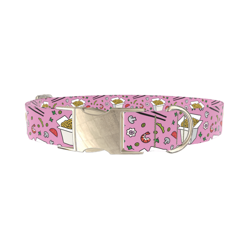 Noodle Takeout Dog Collar - metal silver