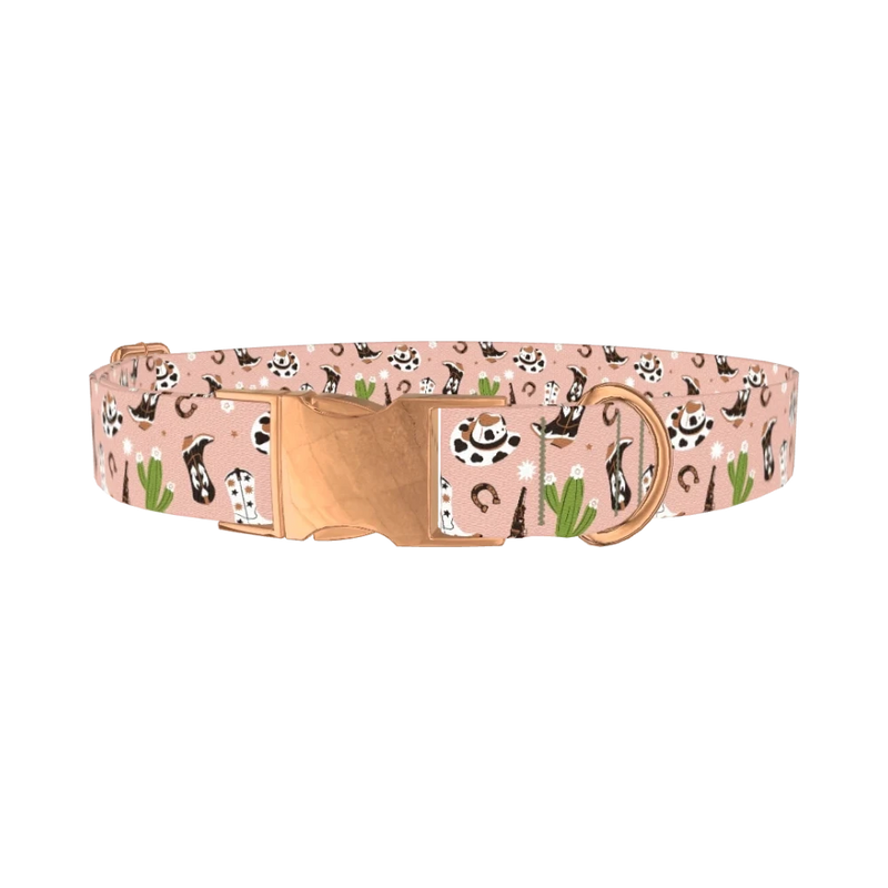 Western Boots and Hats Dog Collar - metal rose gold