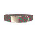 Wavy Check Dog Collar - metal silver