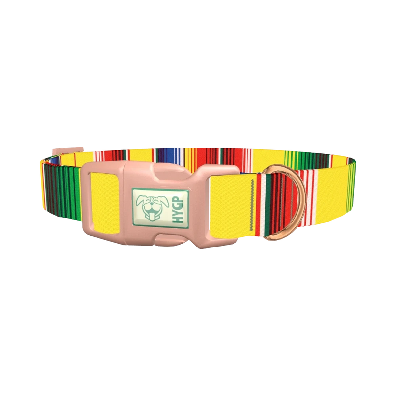 Yellow Mexican Stripe Dog Collar - plastic rose gold