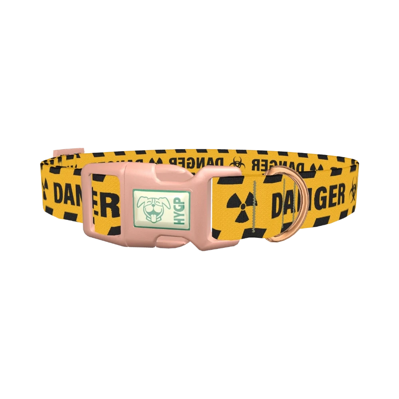 Hazard Warning Dog Collar - plastic rose gold