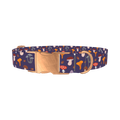Mushroom Forest Dog Collar - metal rose gold