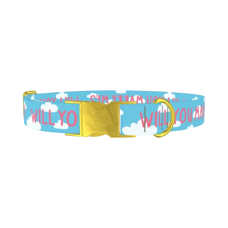Cloud Phrase Dog Collar - metal gold