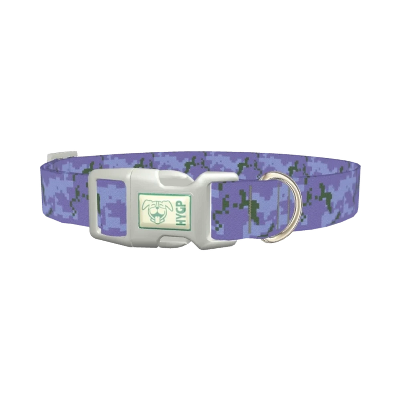 Purple Digital Camo Dog Collar - plastic silver