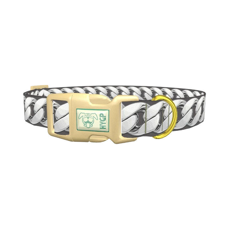 Silver Chain Link Dog Collar - plastic gold