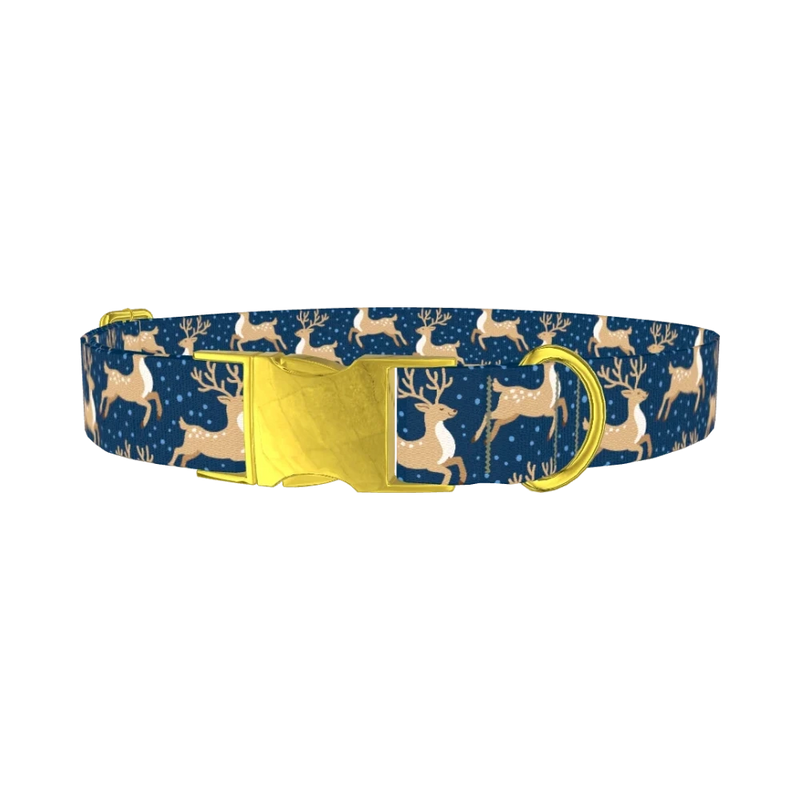 Christmas Reindeer Dog Collar - metal gold