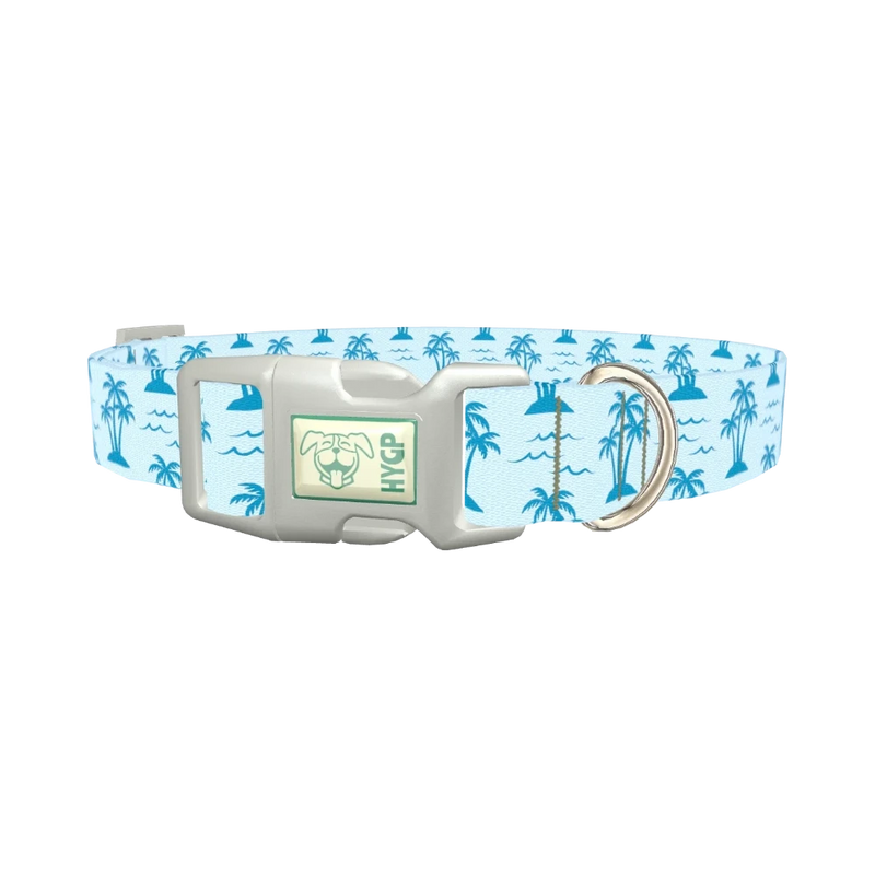 Blue Palm Island Dog Collar - plastic silver