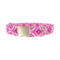 Pink Spiral Tie-Dye Dog Collar - metal gold