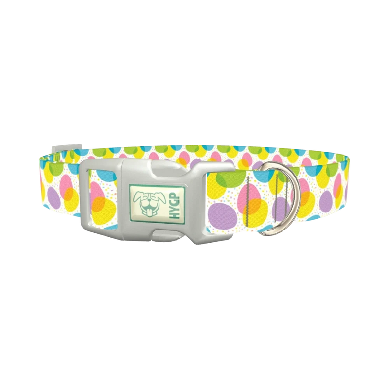 Colorful Easter Egg Pattern Dog Collar - plastic silver