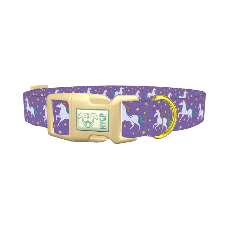 Purple Unicorn Fantasy Dog Collar - plastic gold