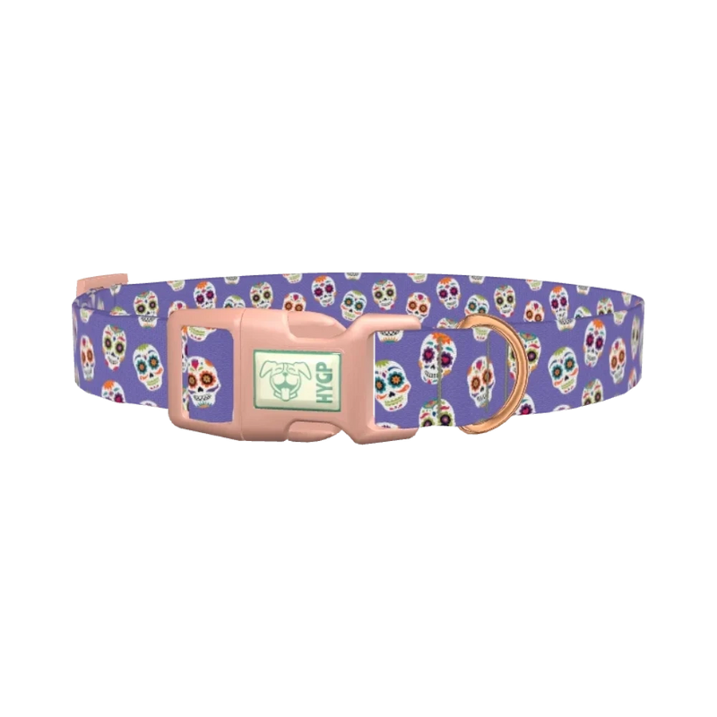 Calavera Skull Dog Collar - plastic rose gold