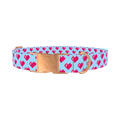 Pixel Heart Blue Dog Collar - metal rose gold