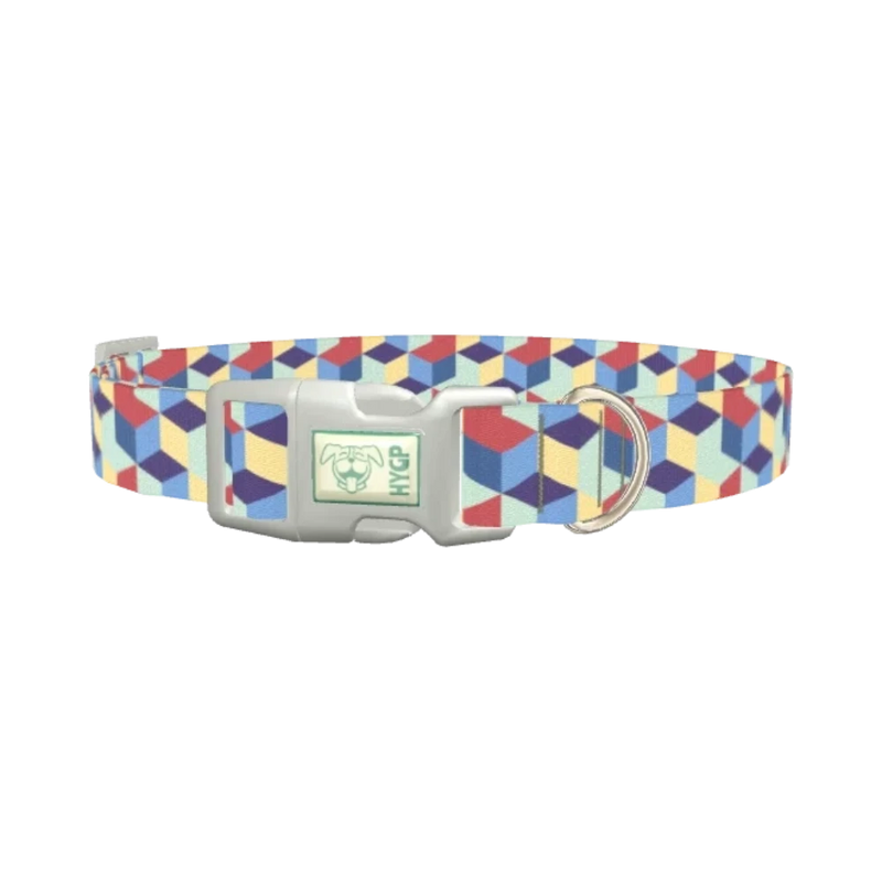 Geometric Retro Dog Collar - plastic silver