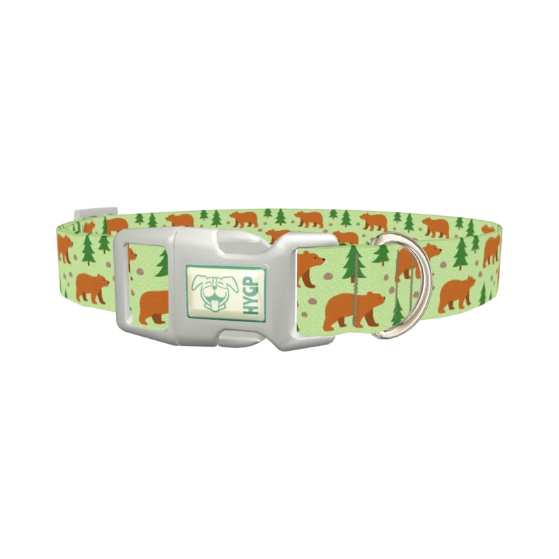 Forest Bear Dog Collar - plastic silver