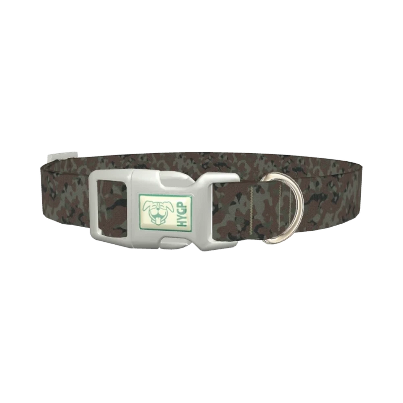 Brown Green Camo Dog Collar - plastic silver