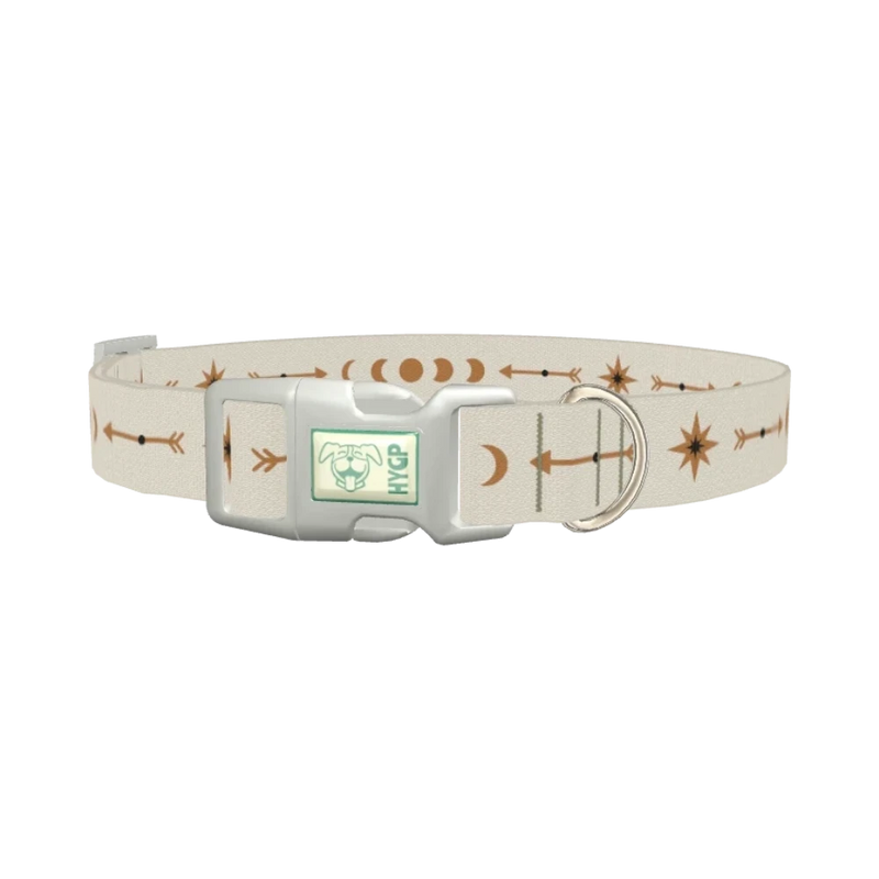 Geometric Moon Phase Dog Collar - plastic silver