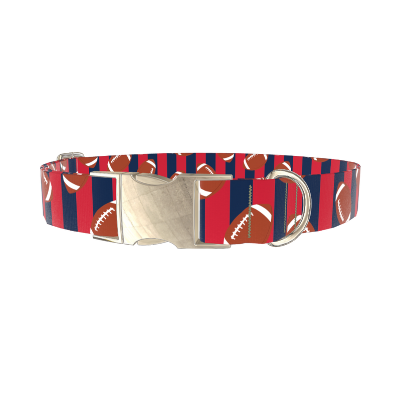 Patriotic Football Dog Collar - metal silver