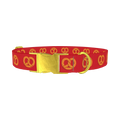 Red Pretzel Dog Collar - metal gold