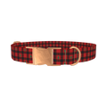 Christmas Plaid Dog Collar - metal rose gold