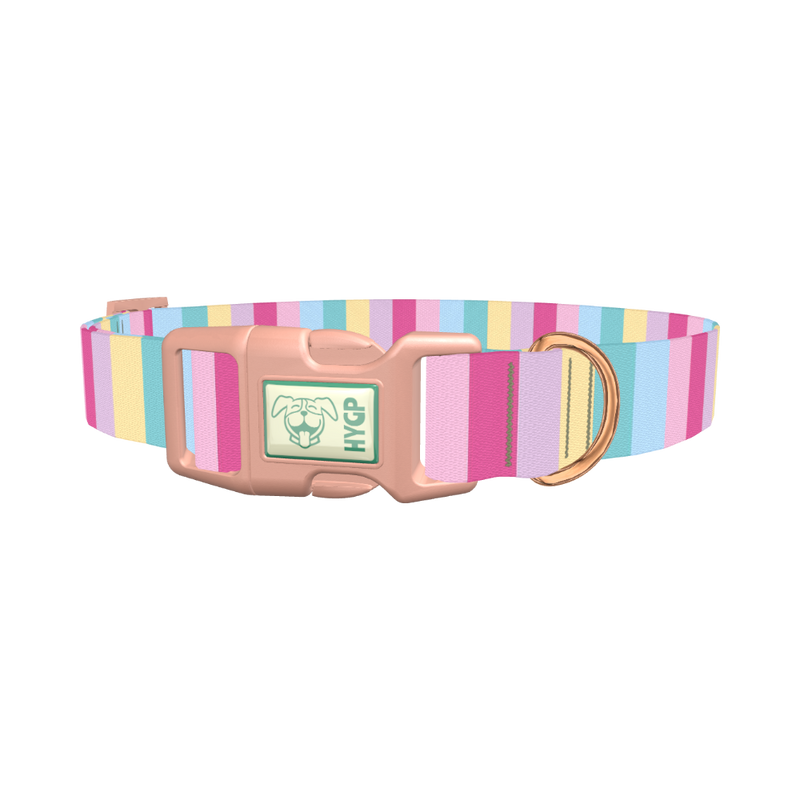 Pastel Stripe Mix Dog Collar - plastic rose gold