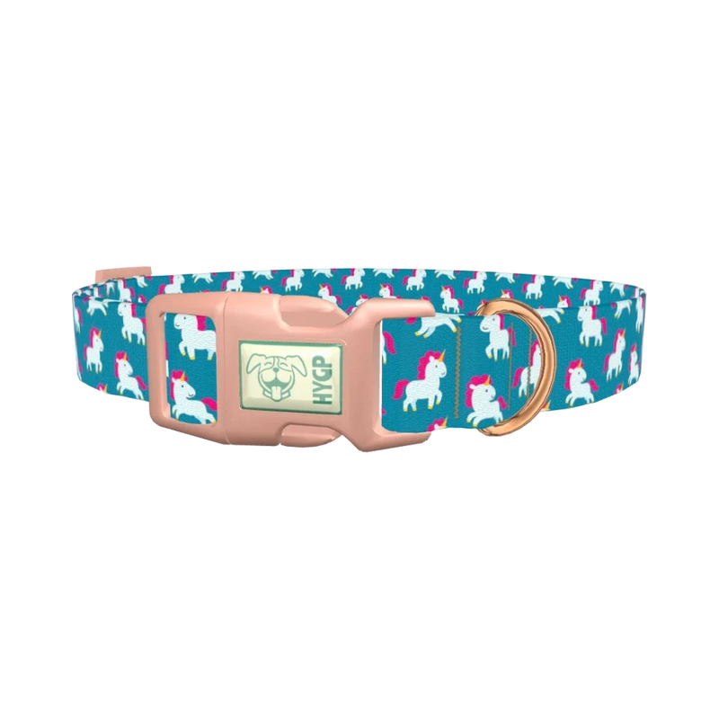 Unicorn Pattern Dog Collar - plastic rose gold