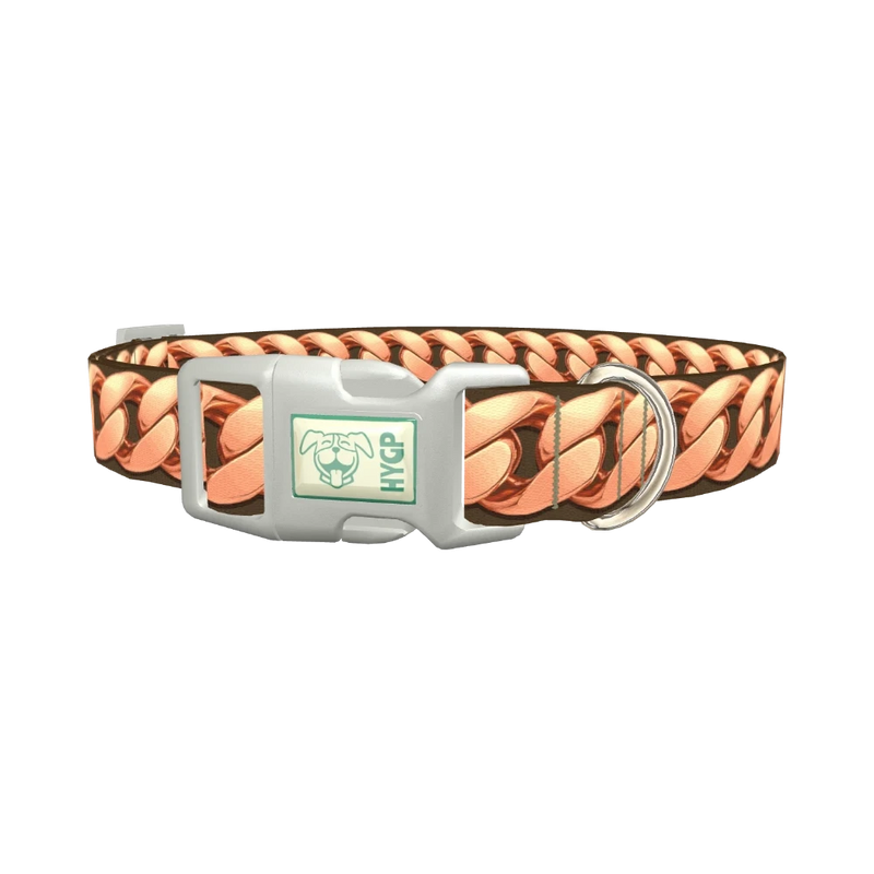 Rose Gold Chain Pattern Dog Collar - plastic silver