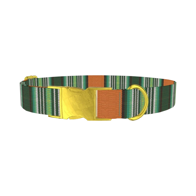Woven Stripe Dog Collar - metal gold