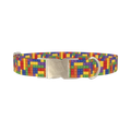 Colorful Block Dog Collar - metal silver