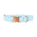Blue Bow Pattern Dog Collar - metal rose gold