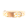Yellow Daisy Dog Collar - metal rose gold