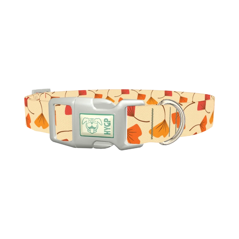 Ginkgo Leaf Pattern Dog Collar - plastic silver