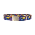 Dinosaur Pattern Dog Collar - metal silver