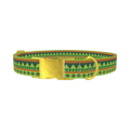 Green Tribal Stripes Dog Collar - metal gold
