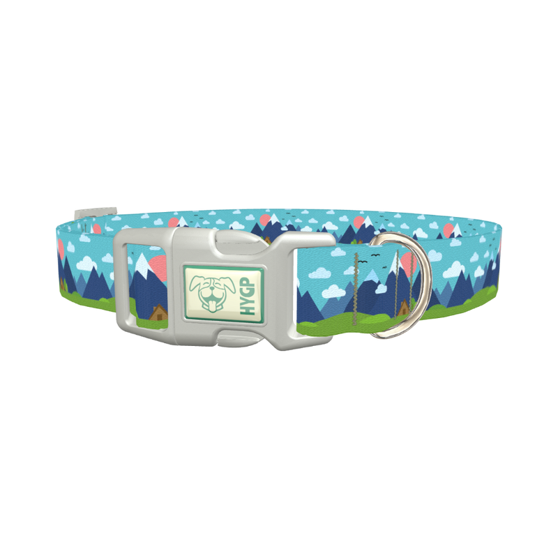 Mountain Landscape Dog Collar - plastic silver
