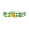 Green Plaid Dog Collar - metal gold