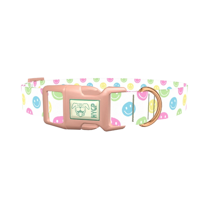 Smiley Face Dog Collar - plastic rose gold