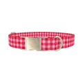 Gingham Heart Dog Collar - metal silver