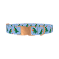Christmas Dinosaur Dog Collar - metal rose gold