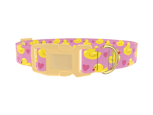 Yellow Duck Heart Dog Collar
