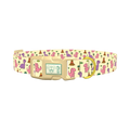 Cartoon Dino Volcano Dog Collar - plastic gold