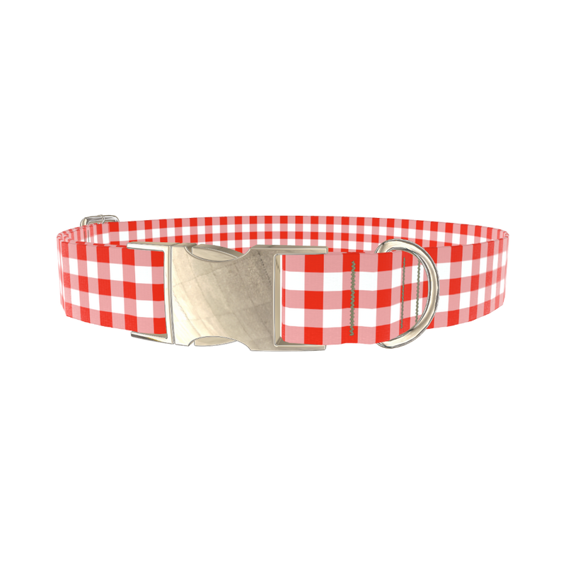 Geometric Plaid Dog Collar - metal gold