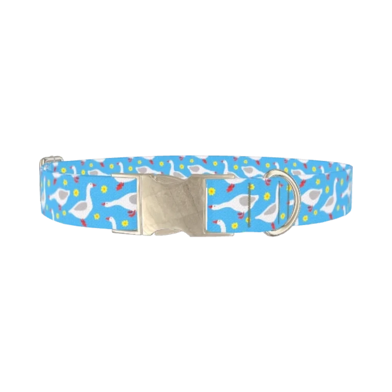 Goose Floral Dog Collar - metal silver