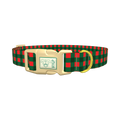 Plaid Green Dog Collar - plastic gold