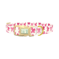 Pink Bow Dog Collar - plastic gold