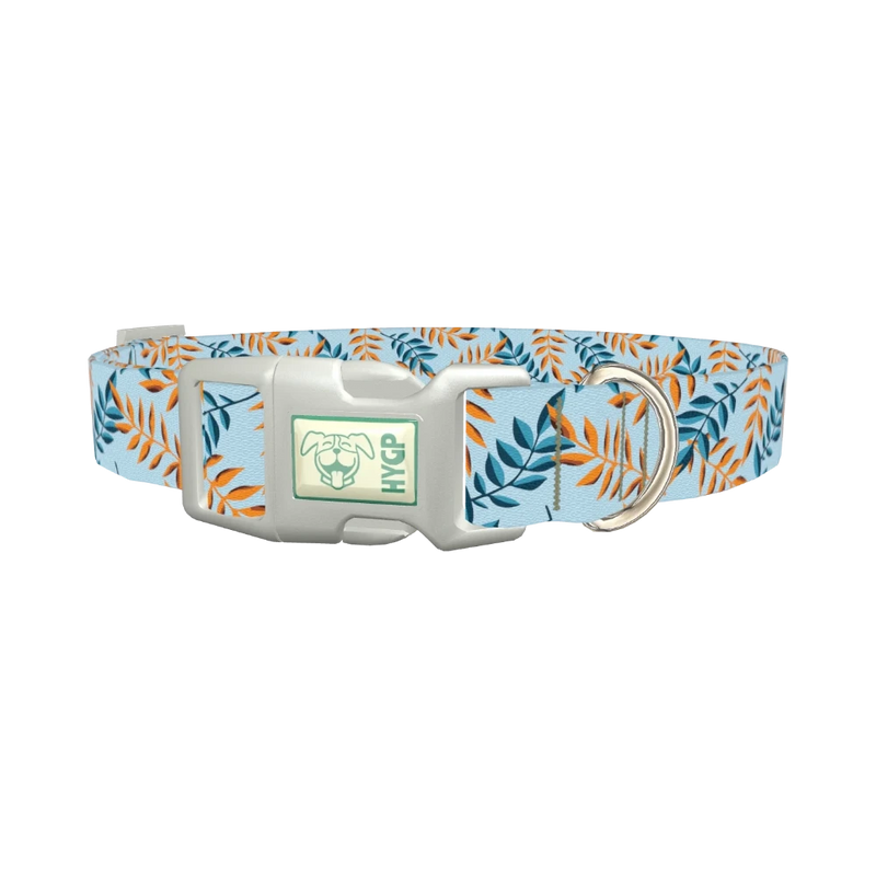 Leaf Pattern Dog Collar - plastic silver